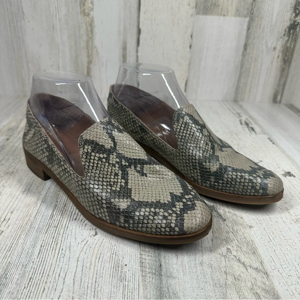 Lucky Brand Flats Women's 7M Cahill Gray Snake Print Cahill Slip On Leather Shoe